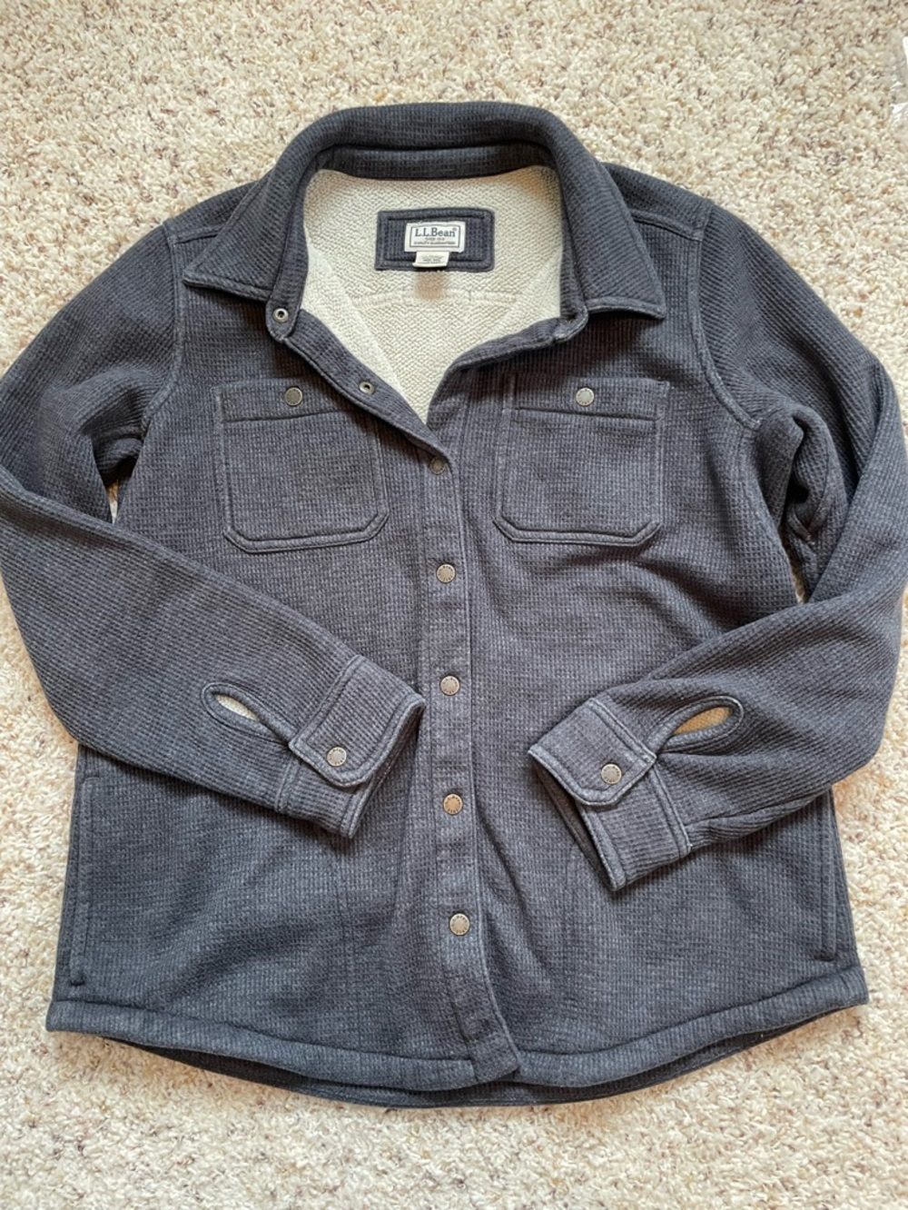 L.L.Bean Katahdin Iron Works Bonded Waffle Weave Sherpa Thermal Shirt Jacket M